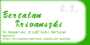 bertalan krivanszki business card